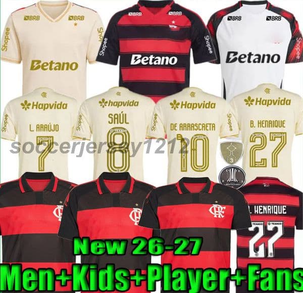 25 26 27 New Flamengo soccer jerseys 2025 2026 2027 DIEGO ERIBEIRO GABRIEL B GABI PEDRO DE ARRASCAETA GERSON BHENRIQUE player fans men kids full set kits