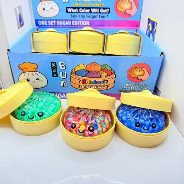 Dumbling toy crystal with wing sand colorful smiling face simulation big buns cute food toys decompression toys in stock Y2605222