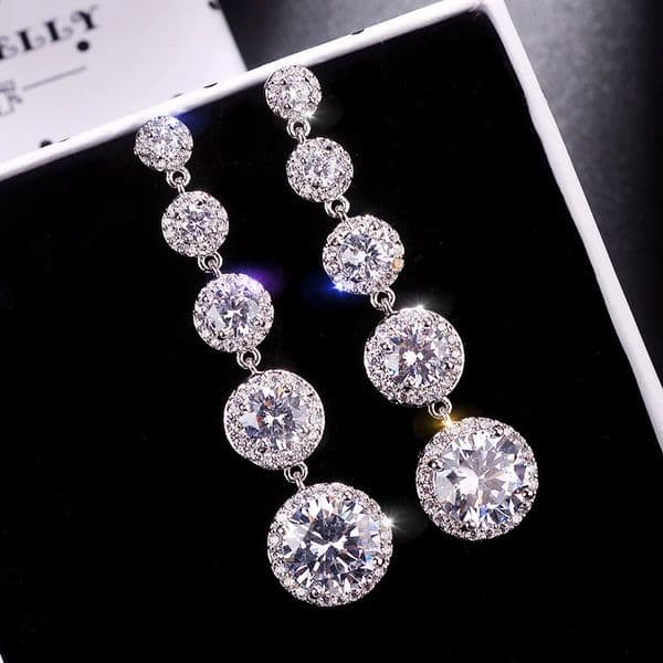 Minimalism Teardrop Round Zircon Long Dangle Earrings for Women Wedding Engagement Jewelry Bridal Drop Earrings Statement260410