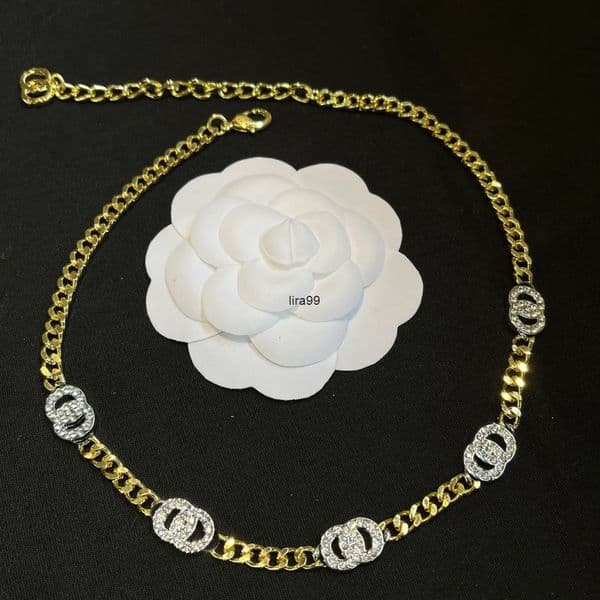 Pendant Necklaces Gold- Chain Necklace With Rhinestone Accent Links Elegant u0026 Sparkling Daily Jewelry Gift For Her High-Quality Fashion Accessory
