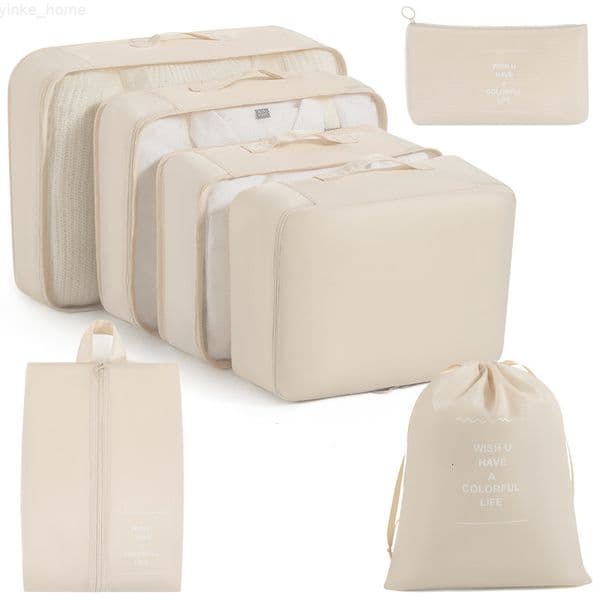 7Pcs/Set Travel Organizer Storage Bags Suitcase Packing Cubes Set Cases Portable Luggage Clothes Shoe Tidy Pouch Folding Bag