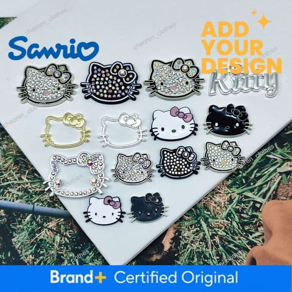 Cute Cartoon Alloy Rhinestone Hello Kitty Accessories, Heavy-Duty Handmade Patches for DIY Hair Accessories Phone Cases