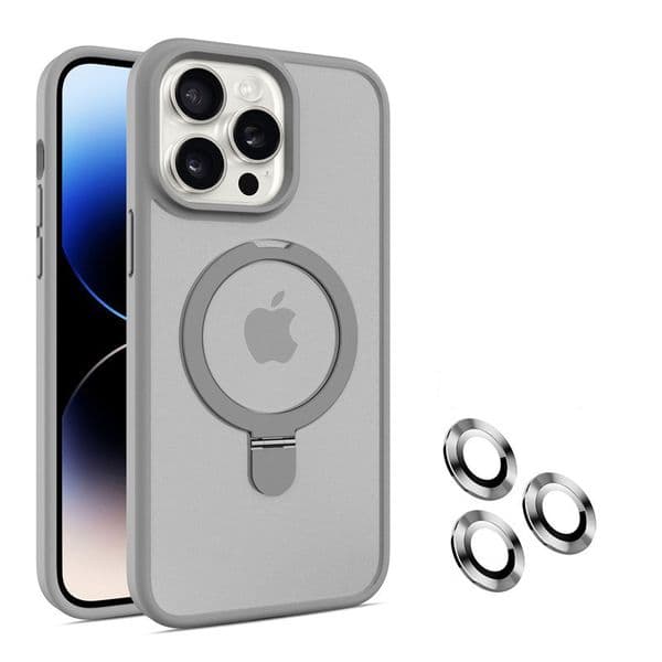 Luxury Magsafe Transparent Phone Case For iPhone 17 16E 16 15 14 Plus 13 12 11 Pro Max Matte Magnetic Wireless Charge Clear Protective Cases Cover Metal Holder Ring
