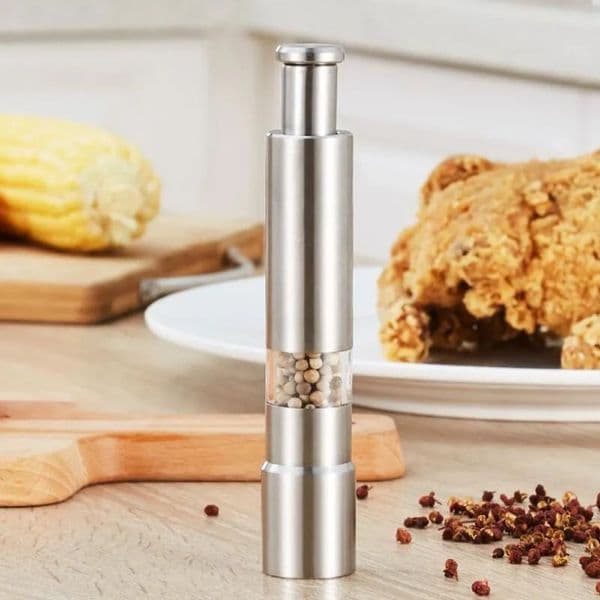 Stainless Steel Pepper Mill Grinder Thumb Push Salt Pepper Grinder Manual Pepper Mill Machine Spice Sauce Grinder