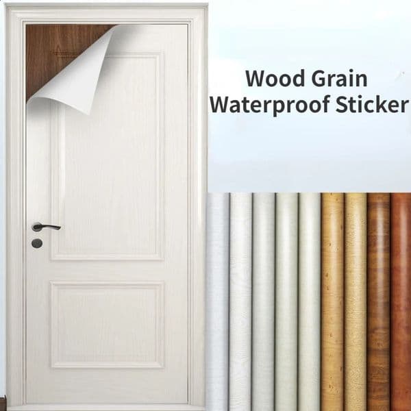 Self Adhesive Wood Grain Wallpaper Door Furniture Wardrobe Cabinet Renovation Sticker Waterproof Home Decor Peel and Stick PVC 260414BJ