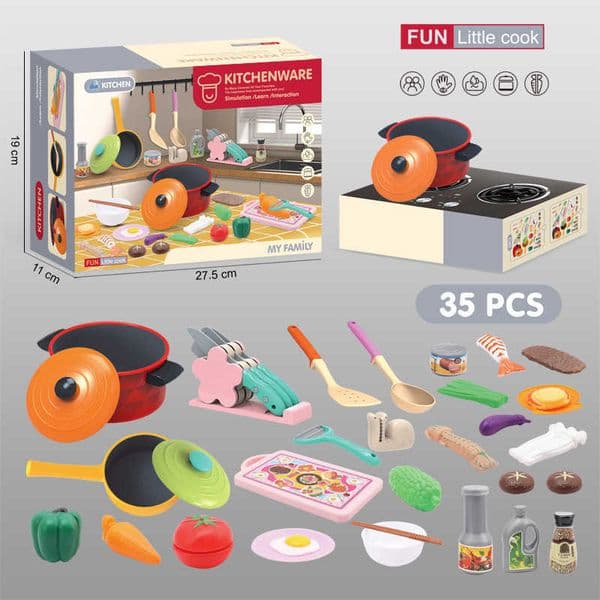 Kitchen Toys Cookware Pots Cooking Induction Cooker Childrens Pretend Play Cutting Fun Tableware BBQ Educational S260413