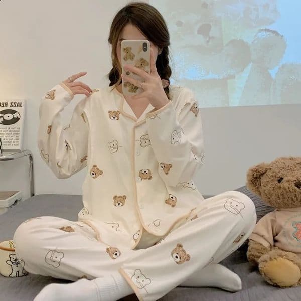 Spring and Summer Monthly Clothing Postpartum Breastfeeding Nursing Clothes Loose Maternity Pajamas Homewear 260414