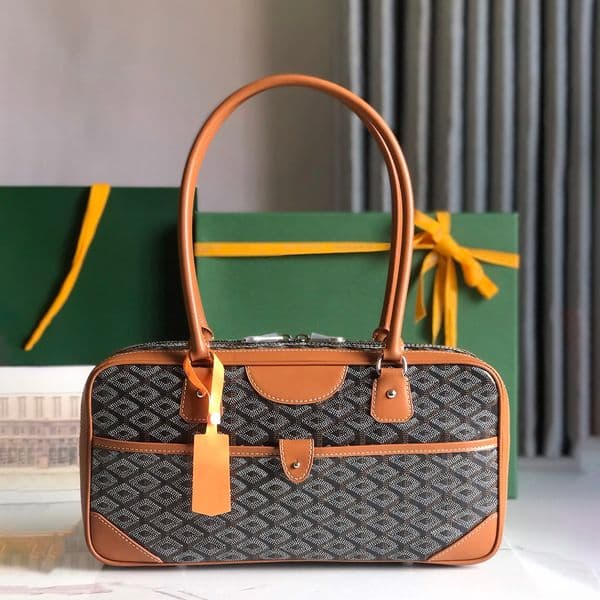 Letter Print Vintage Baguette Bag, Women Leather Handbag, Classic Commuter Shoulder Bag, 34cm High Capacity Office Travel Daily Bag