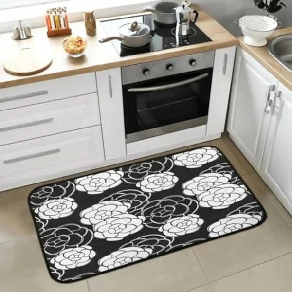 new Designer Decor Designer VIKAMA Floral Camellia Mat For Absorbent Non Slip Black Office Home Floor gift set Runner Rug Kitchen Decor And Accessories Decor 4 77 88