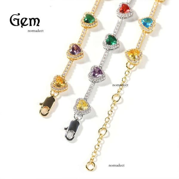 Moissanite Jewelry Hip Hop Colorful Heart Adjustable Bracelet Light Luxury High-End Feel Elegant Necklace Hot-Selling Versatile Hand Jewelry