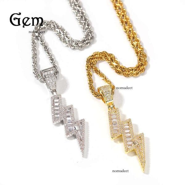 Moissanite Jewelry INS Moissanite Lightning Pendant Unisex Hip Hop Trendy Brand Personality Necklace New Arrival