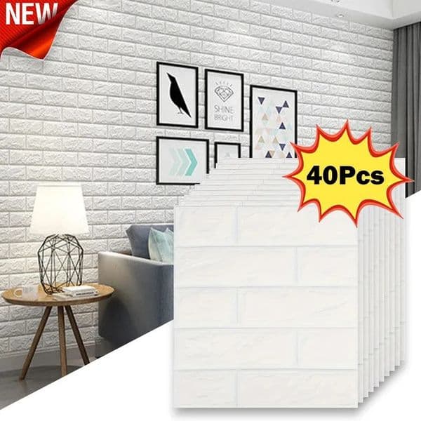 40Pcs 385X35cm Brick Wallpaper Selfadhesive Waterproof Moistureproof Living Room Background Bedroom Wall Decoration 260414