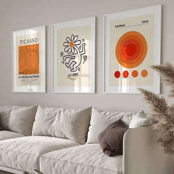 3pcs/Set Abstract Gallery Picasso Bauhaus Orange Wall Art Canvas Painting Posters For Living Room Home Decor 26Y0414