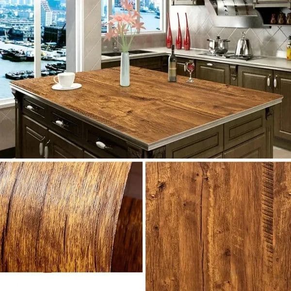80cmWood Grain Vinyl Wallpaper Roll Waterproof Home Desktop Cabinet Door Furniture Renovation Stickers Peel Decorations 260414
