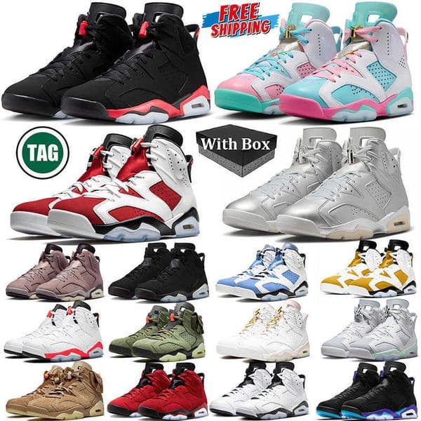 Free shipping With Box Designer 6 6s Basketball Shoes For Men Sneakers University Blue Carmine Smokey Mauve UNC Black infrared Outdoor Sports Mens Trainers