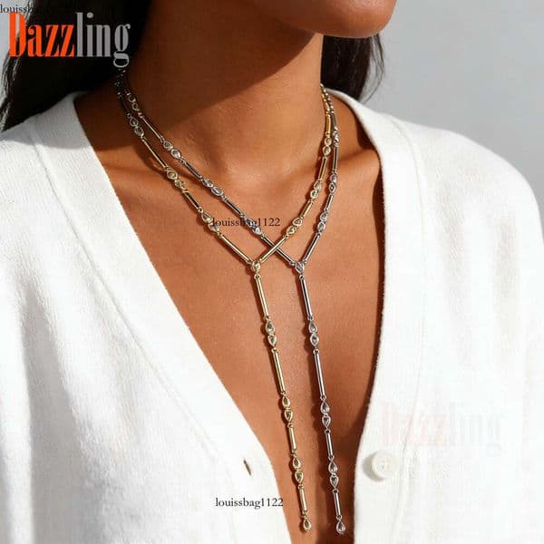 Jewelry ins minimalist style water drop Moissanite necklace for women fashionable and sophisticated can be layered with bracelets new foreign trade