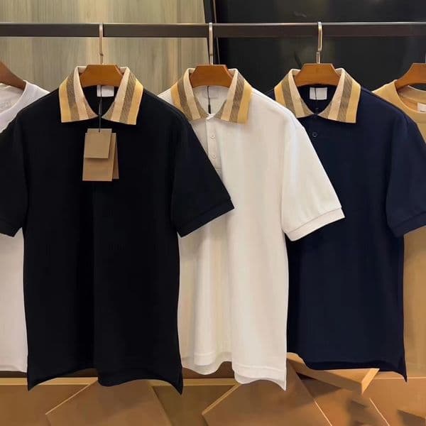 High quality designer men's T-shirt polo shirt, daily classic plaid jacquard collar polo shirt, casual versatile style