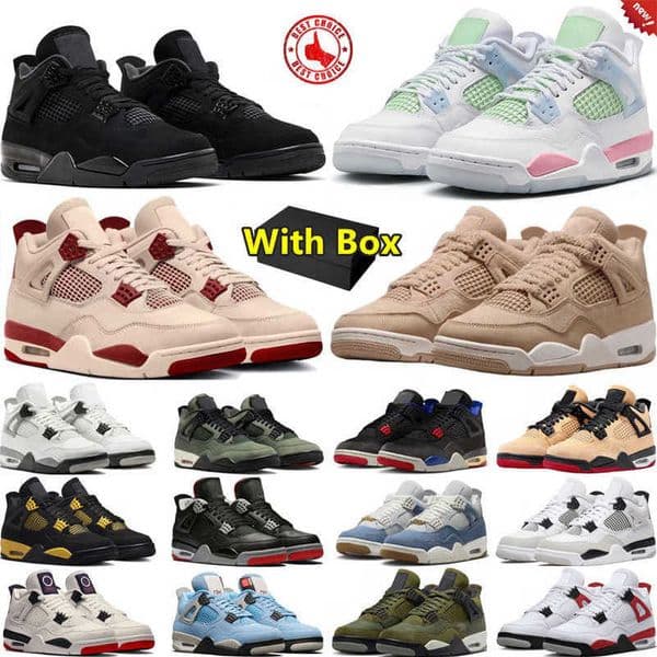With Box 4 4s mens basketball shoes Valentines Day Black Cat White Cement Comic Bred Reimagined Military Thunder UNC Blue Cozy Girl men women trainers sports sneakers thumbnail 2
