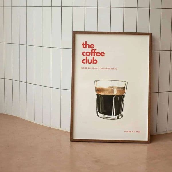 1pc painting Retro Coffee Club Canvas Print Chic Food Beverage Beige Background Wall Art Posters for Modern Living Room 26Y0414