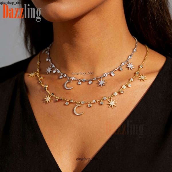 Jewelry niche exquisite high-end clavicle chain star and moon necklace fashionable neck accessory foreign trade wholesale