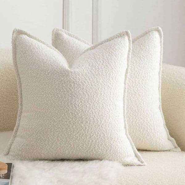 Pillow Case Accent Solid Textured Cushion Case Throw Pillow Covers with Edge Boucle Pillowcases for Bedroom Living Room Sofa Home Decor 26L0414