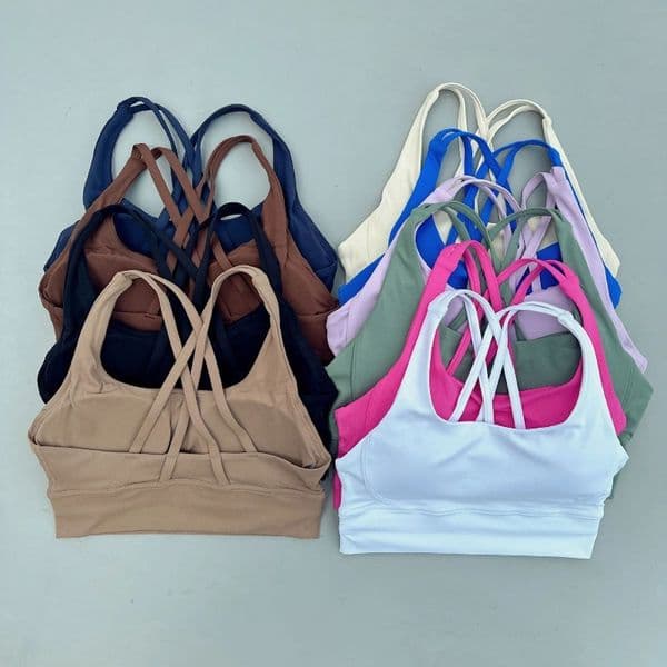 Fitness Clothing Breathable Top Cross Strap Shockproof Sports Bra Running Casual Brassiere Quick Dry Yoga Bra Underwear Workout Gym Tank Tops