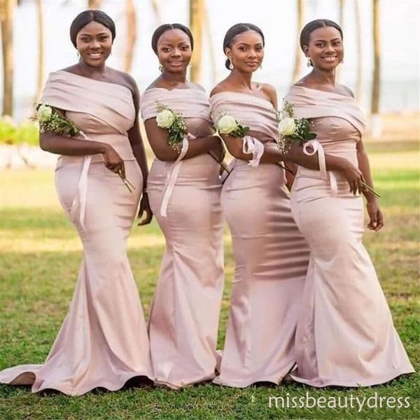 Country Arabic South African Summer Bridesmaids Dress Wed Guest Evening One Shoulder Mermaid Pleats Long Maid of Honor Gowns A07 ZD10