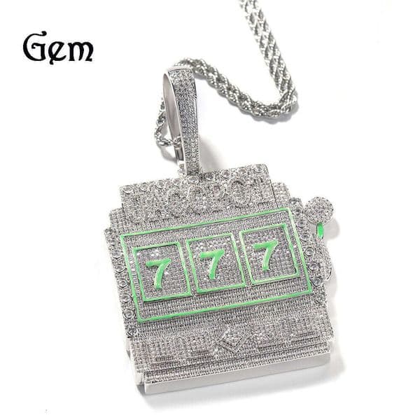 Trendy Cool Slot Machine Necklace for Men Full Diamond Pendant Personality FashiLuxury Style Hip Hop Accessories Wholesale