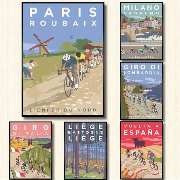 Abstract Monument Cycling Bicycle Race Tour Urban Travel Landscape Nordic Poster Wall Art Pictures Canvas Painting Home Decor 26Y0414