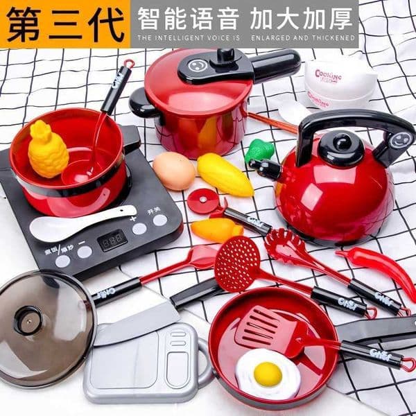 Playhouse Kitchen Childrens Toys for Boys and Girls Cooking Set with Pots Bowls Tableware and Cutting Toys for Kids Kitchenware Factory S260413