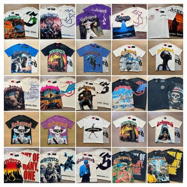 Godspeedes Mens Inspired T-Shirt Designer Graphic Vintage Gothic Print Oversized Streetwear Womens Tees Available Hipster Cotton Shirt Street graffiti Street