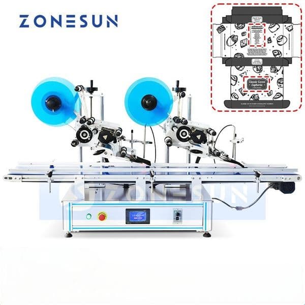 ZONESUN ZS-TB833N Automatic Flat Surface Labeling Machine Double Head Label Applicator for Industrial Production Line