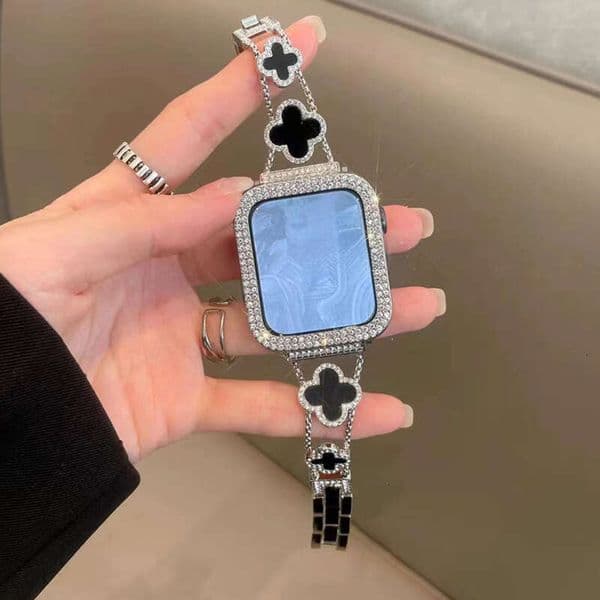 Watch Band Diamond Clover Metal Strap Luxury Shiny Fashion For Apple Watch Series 11 SE