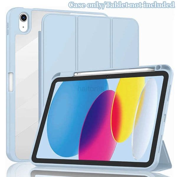 For iPad 2025 Case with Pencil Holder Tri-Folding Acrylic Clear Back Smart Cover for iPad 11th Generation 11 inch A16 H260414