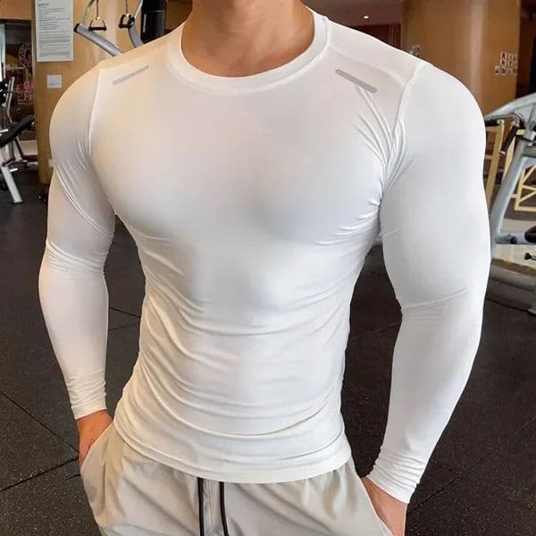 Long Sleeve T-shirt Fitness Running Tight Men Spandex Bodybuilding Sports Shirt Gym Training Compression Sport Top 260413