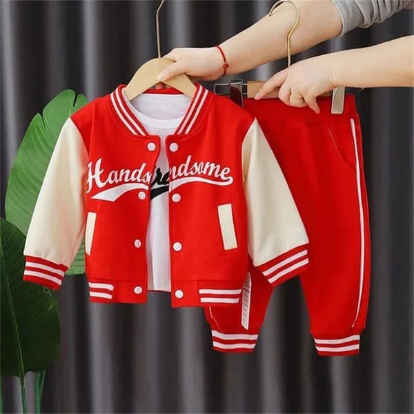 Baby Baseball Clothing Suit Boys Girls Casual Sports Sets 3 Pcs Coat Pants tripartite Spring Autumn Thin Tracksuit Outfits 260414