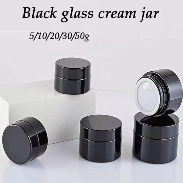 5g 10g 20g 30g 50g Empty Black Glass Jar Pot Cosmetic Lotion Lip Balm Face Hand Cream Refillable Cases Container Bottle