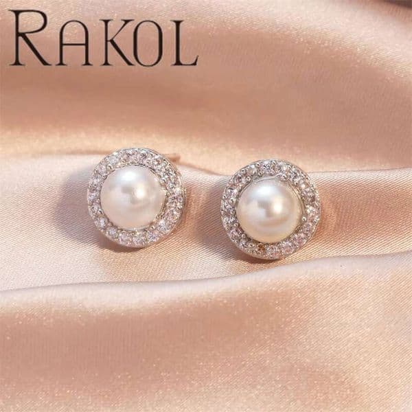 14K 18K EP2258 High-Quality GRI IGI 3A 1-5ct Cubic Zirconia Round Fresh Pearl Small Women's Party Wedding Earrings Jewelry Accessories