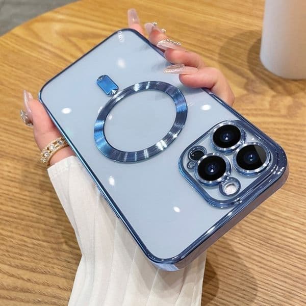 Electroplated Magnetic Clear Phone Case Sturdy Anti-Fall Long-Lasting Transparency Lightweight Compatible with All iPhone Models