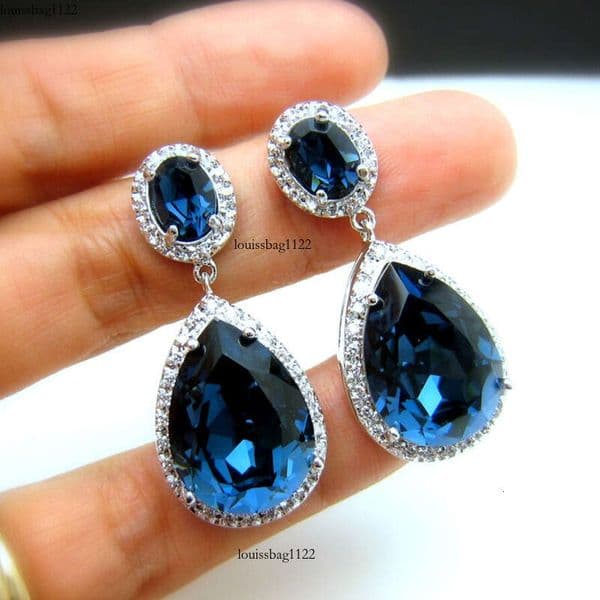 Moissanite Jewelry AAA water drop earrings elegant and simple with oval-shaped Moissanite inlay multi-color earrings