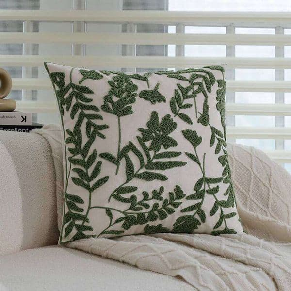 Green Cushion Cover Exquisite Embroidery Home Decoration 45x45cm Soft High-quality Plush Living Room Sofa Pillowcase 26L0414