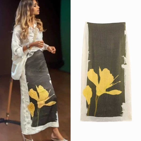 Autumn New Women Printed Daily Skirt Female Effect Appointment Midi Skirt High Waist Commute Suitable Slim Fit Skirts X260414