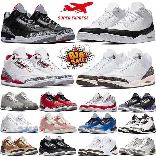 Designer Men 3S Basketball Shoes UNC Green 3 Black Cement Racer Blue Fire Red Court Pink Purple Cool Grey Laser Orange Katrina Women Sneakers Sports Eur 36-47