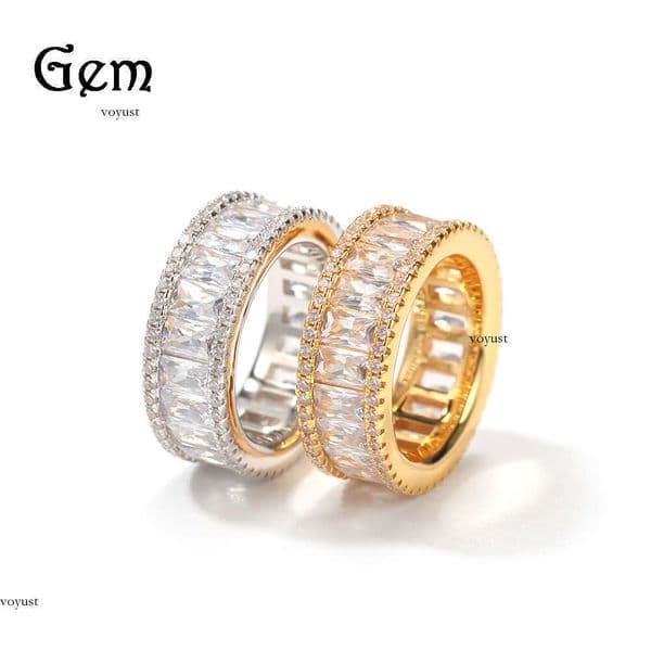 Hot Selling Accessories Silver Inlaid T Square Moissanite Couple Moissanite Jewelry Simple Personality Men's Ring Wholesale