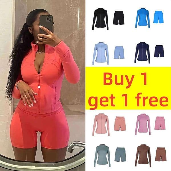 10A Set Gym Short skirt set leggings Activewear Yoga Jacket Workout Elastic Waist Fitness Sweatshirt Zip pants df jakets 03