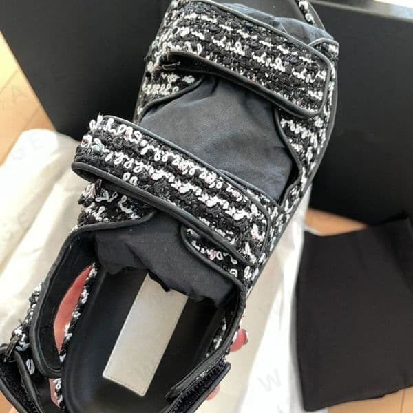 2026 Women's Tweed Double-Strap Sandals - Chunky Sole, Minimalist Design, Stylish Comfortable, Cushioned Footbed, Soft Lining, Ideal for Daily/Leisure/Street Matching-4