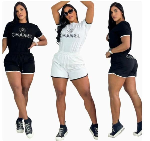 2 Piece Set Women Designer Tracksuit Casual Sporty Sweatsuit Short Sleeve Pullover T-shirt And Loose Shorts Casual 2PCS Jogging Suit Sets Womens Clothes