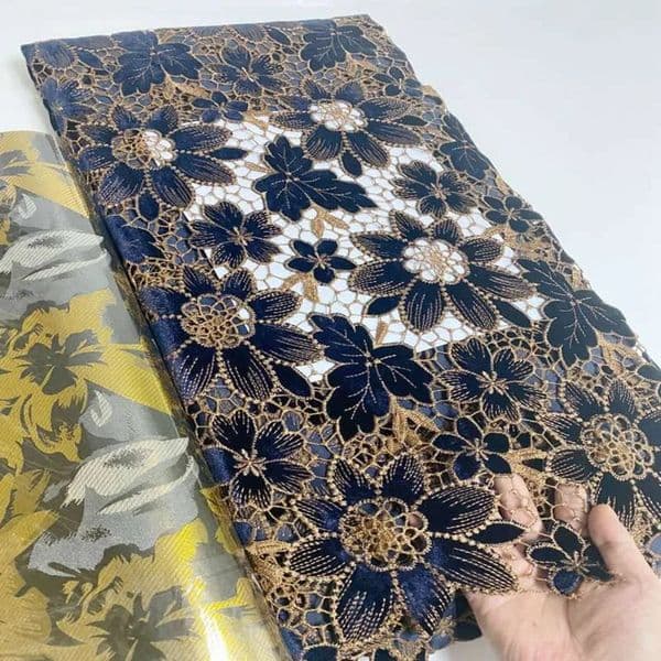 Luxury Designer African Guipure With art Velvet 2024 High Quality Nigerian Cord Fabric Laser Embroidery Lace Senegal Style Free Shipping 10