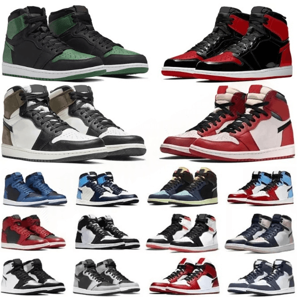 1s Designer Basketball Shoes Men Women 1 Sneakers Dark Mocha Black White University Blue Bred Patent Lucky Green Light Grey Outdoor Sports Mens Trainers Size 36-46