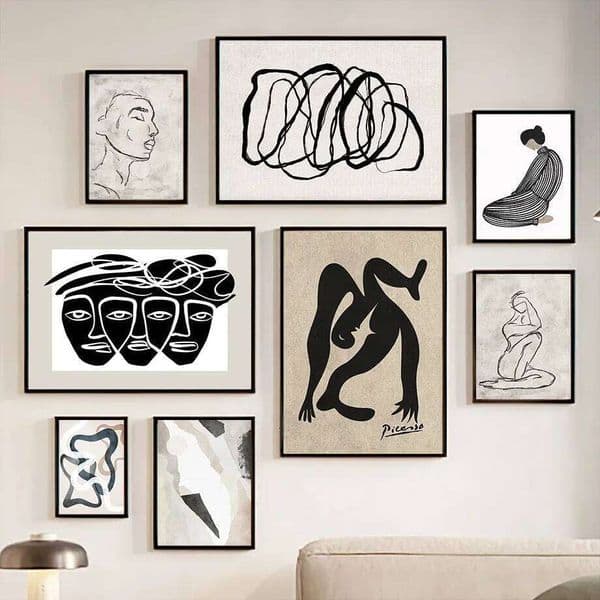 Boho Abstract Wall Art Mural Canvas Painting Minimalism Picasso Body Line Face Modern Living Room Decor Poster Print Home 26H0415